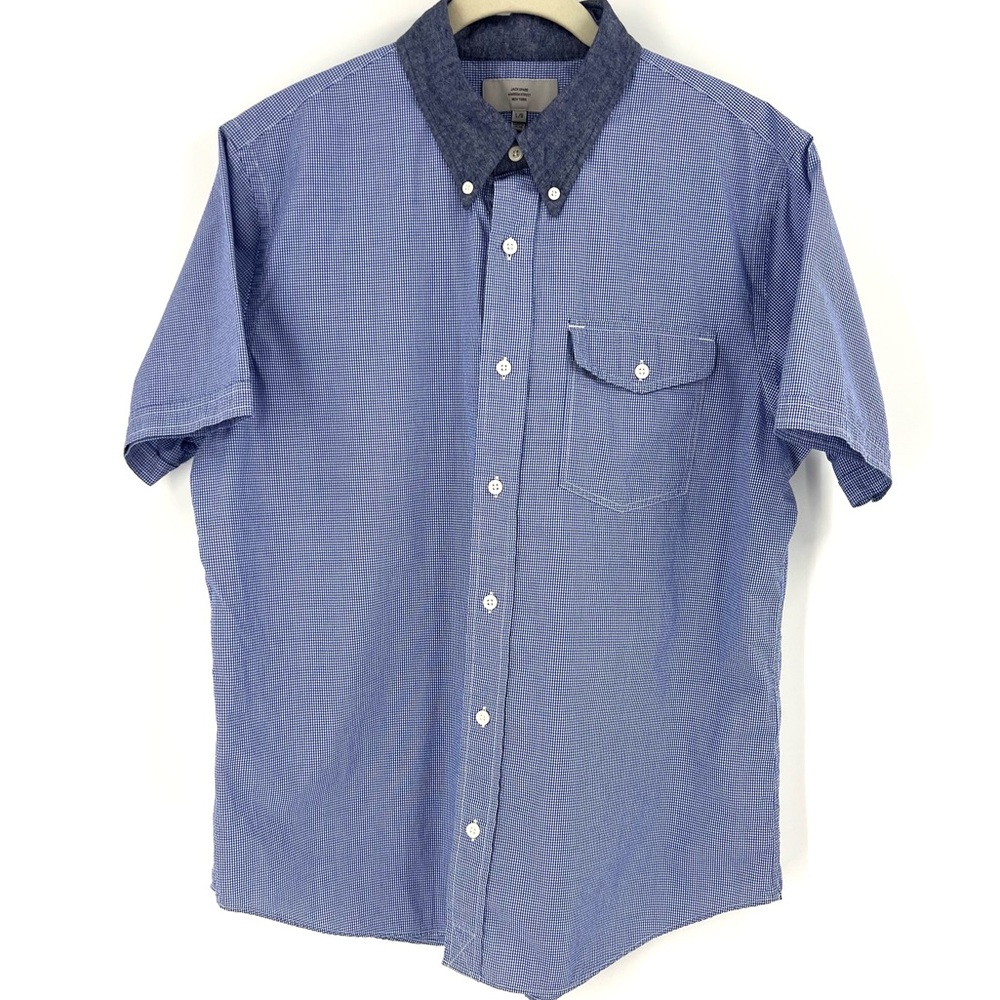 Jack Spade Warren Street Shirt Sleeve Button Down Chambray Contrast Collar  Sz L